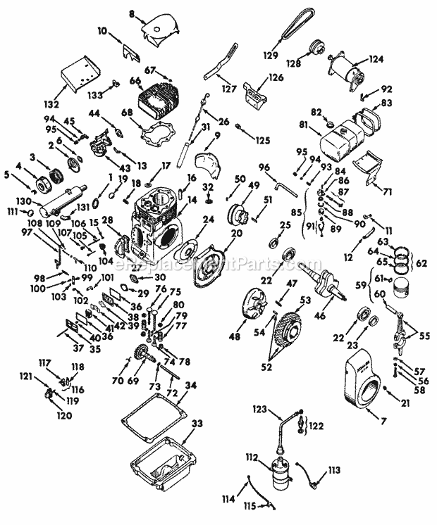 Engine-K301a-12 Hp Diagram and Parts List for 127 2050040U Cub Cadet Lawn Tractor